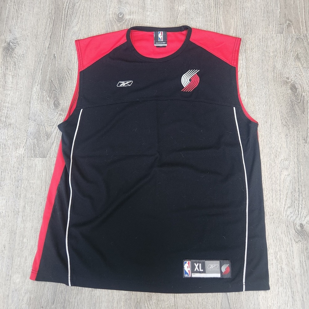 NBA Reebok Portland Trail Blazers Sleeveless Shooting Shirt Red Black Size XL